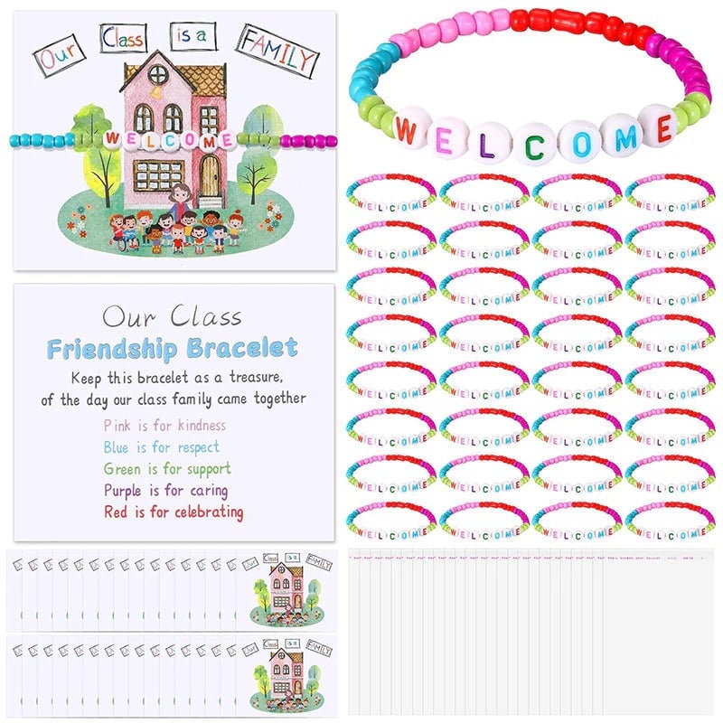 🔥🔥Last Day 50% OFF - ✨🌈Pack of 25 Welcome BeadBracelets - StrengthenClassroom Friendship & SpreadWarm Kindness!